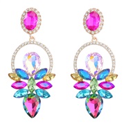 ( Color)earrings fashion colorful diamond Alloy diamond flowers geometry earrings woman occidental style exaggerating t