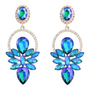 ( blue)earrings fashion colorful diamond Alloy diamond flowers geometry earrings woman occidental style exaggerating te