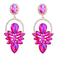 ( rose Red)earrings fashion colorful diamond Alloy diamond flowers geometry earrings woman occidental style exaggeratin