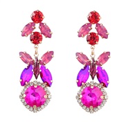( rose Red)earrings fashion colorful diamond multilayer Alloy diamond geometry earrings woman occidental style fully-je