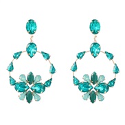 ( green)earrings fashion colorful diamond Round Alloy diamond flowers earrings occidental style fully-jewelled earring