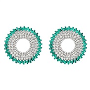 ( green)earrings fashion colorful diamond Round Alloy diamond sun flower earrings woman trend occidental style geometry