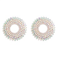 (AB color)earrings fashion colorful diamond Round Alloy diamond sun flower earrings woman trend occidental style geomet