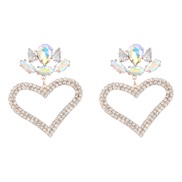 (AB color)earrings fashion colorful diamond Alloy diamond flowers heart-shaped earring occidental style earrings woman