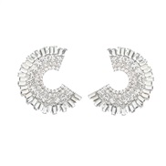 ( white)earrings fashion colorful diamond Word Alloy diamond sun flower earrings occidental style exaggerating ear stud