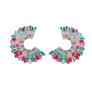 ( Color)earrings fashion colorful diamond Word Alloy diamond sun flower earrings occidental style exaggerating ear stud