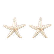 ( white)fashion trend summer day wind Alloy enamel starfish earrings woman occidental style exaggerating ear stud