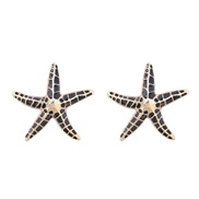 ( black)fashion trend summer day wind Alloy enamel starfish earrings woman occidental style exaggerating ear stud