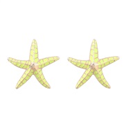 ( yellow)fashion trend summer day wind Alloy enamel starfish earrings woman occidental style exaggerating ear stud