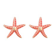 ( orange)fashion trend summer day wind Alloy enamel starfish earrings woman occidental style exaggerating ear stud