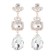 ( white)fashion occidental style exaggerating Alloy diamond multilayer geometry glass diamond super earrings woman full