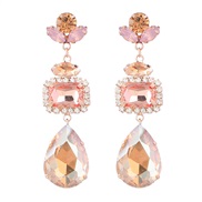 ( Gold)fashion occidental style exaggerating Alloy diamond multilayer geometry glass diamond super earrings woman fully