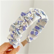 ( blue Pearl )Korean style print eadband woman width Cloth Pearl eadband fashionF