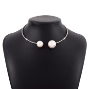 ( White K+AB color) elegant retro fully-jewelled chain  romantic Pearl necklace temperament geometry