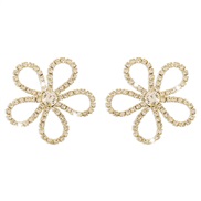 ( Gold)occidental style temperament fully-jewelled flowers earrings  personality atmospheric creative ear stud samll ea