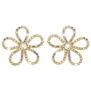 (gold +AB color)occidental style temperament fully-jewelled flowers earrings  personality atmospheric creative ear stud