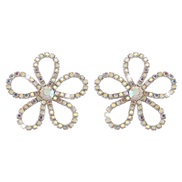 ( White K+AB color)occidental style temperament fully-jewelled flowers earrings  personality atmospheric creative ear s