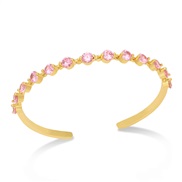 ( Pink) high fully-jewelled bangle  occidental styleins wind opening embed zircon bronzebrj