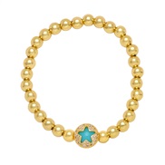 ( light blue )occidental style samll brief gold beads bracelet  diamond star Five-pointed star elasticitybrh