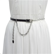 ( Silver)summer lady leisure Imitation leather belt Metal chain ornament belt brief belt