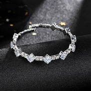 ( Silver)occidental style more row luxurious fully-jewelled zircon mosaic claw chain bangle  bride diamond steel wire e