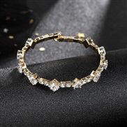 ( Gold)occidental style more row luxurious fully-jewelled zircon mosaic claw chain bangle  bride diamond steel wireelas