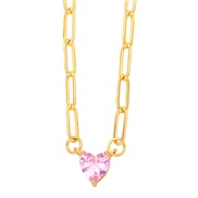 ( Pink)love necklace womanins chain clavicle chain occidental style personality fashion chainnkb