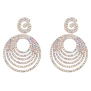 (gold AB)earrings super colorful diamond Alloy diamond Alloy diamond multilayer Round earrings occidental style exagger