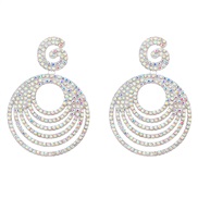 (silvery AB)earrings super colorful diamond Alloy diamond Alloy diamond multilayer Round earrings occidental style exag