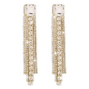 ( Gold)E temperament Rhinestone tassel earrings  exaggerating claw chain wind long style Earring woman