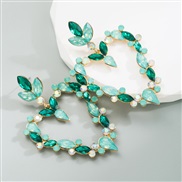 ( green)ins wind  Alloy diamond Rhinestone creative love fully-jewelled earrings trend Earring