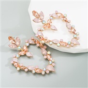 ( Pink)ins wind  Alloy diamond Rhinestone creative love fully-jewelled earrings trend Earring