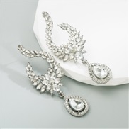 ( white) fashionins wind  Alloy embed colorful diamond creative geometry earring fashion high earrings high