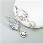 (AB color) fashionins wind  Alloy embed colorful diamond creative geometry earring fashion high earrings high