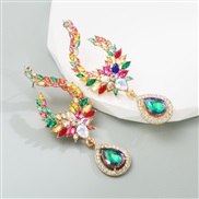 ( Color) fashionins wind  Alloy embed colorful diamond creative geometry earring fashion high earrings high