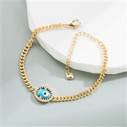 ( Lake Blue )ins wind  fashion bronze gold plated embed zircon eyes samll personality man woman bracelet