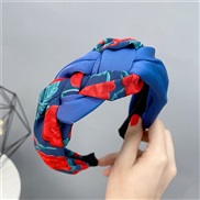 ( blue) wind retro color flowers Headband temperament twisted Headbandins medium