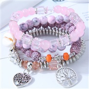occidental style trend  concise Metal Peach heart Life tree all-Purpose personality beads temperament multilayer br