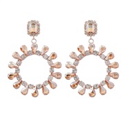 ( Gold)super claw chain series Round sun flower drop glass diamond earrings woman occidental style exaggerating earring