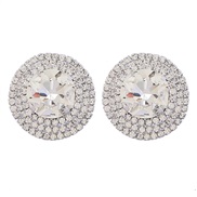 ( Silver)super claw chain series Round Alloy diamond Rhinestone glass diamond earrings woman occidental style exaggerat