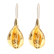 ( Gold)ins wind textured Metal earrings  long style Countryside temperament flower earring