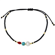 (B Y )urope fashionmiyuki samll beads bracelet woman handmade weave rope Pearl turquoise bangle
