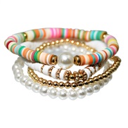 ( white)occidental style wind gold bracelet woman splice Pearl color Country style handmade beads