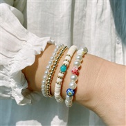 (SZ)urope apan and Korea Pearl bracelet woman summerins samll student half gem bangle multilayer