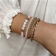 ( Pink )Bohemia summer day Word bracelet woman set elasticity Word