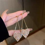 ( Silver needle  Pink) gold silver diamond natural love earrings Korea beautiful samll wind ear stud earring temperamen
