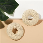 ( white)occidental style exaggerating creative geometry Round weave earrings woman ins Korean brief handmade earring