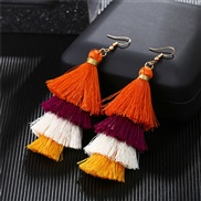 ( orange) occidental style ethnic style long style color arring woman Bohemia personality multilayer tassel earrings