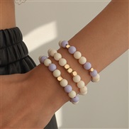 (purple) woman  candy colors sweet fresh bracelet set elasticity beads elegant
