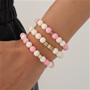 ( Pink) woman  candy colors sweet fresh bracelet set elasticity beads elegant